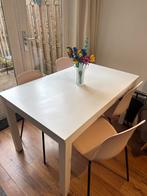 Witte Eettafel met 4 Stoelen, Ophalen, Kunststof, Gebruikt, 100 tot 150 cm