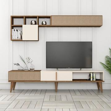 Wandmeubel TV meubel Milan 180cm walnoot marmer print 