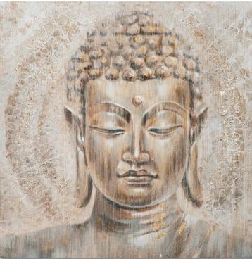 Gezocht: Schilderij Boeddha Bruin Tinten Size:100x100cm