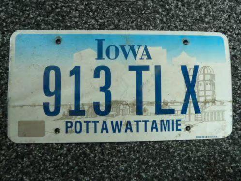 Kentekenplaat licenseplate Iowa Pottawattamie USA, Verzamelen, Automerken, Motoren en Formule 1, Gebruikt, Auto's, Ophalen of Verzenden