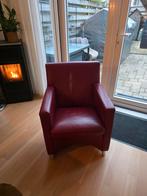 Leolux Dolcinea in rood leer met gepolijste alu poten, Huis en Inrichting, Fauteuils, Ophalen, 75 tot 100 cm, 50 tot 75 cm