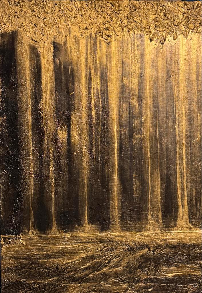 Trees in gold, Antiek en Kunst, Kunst | Schilderijen | Abstract, Ophalen of Verzenden