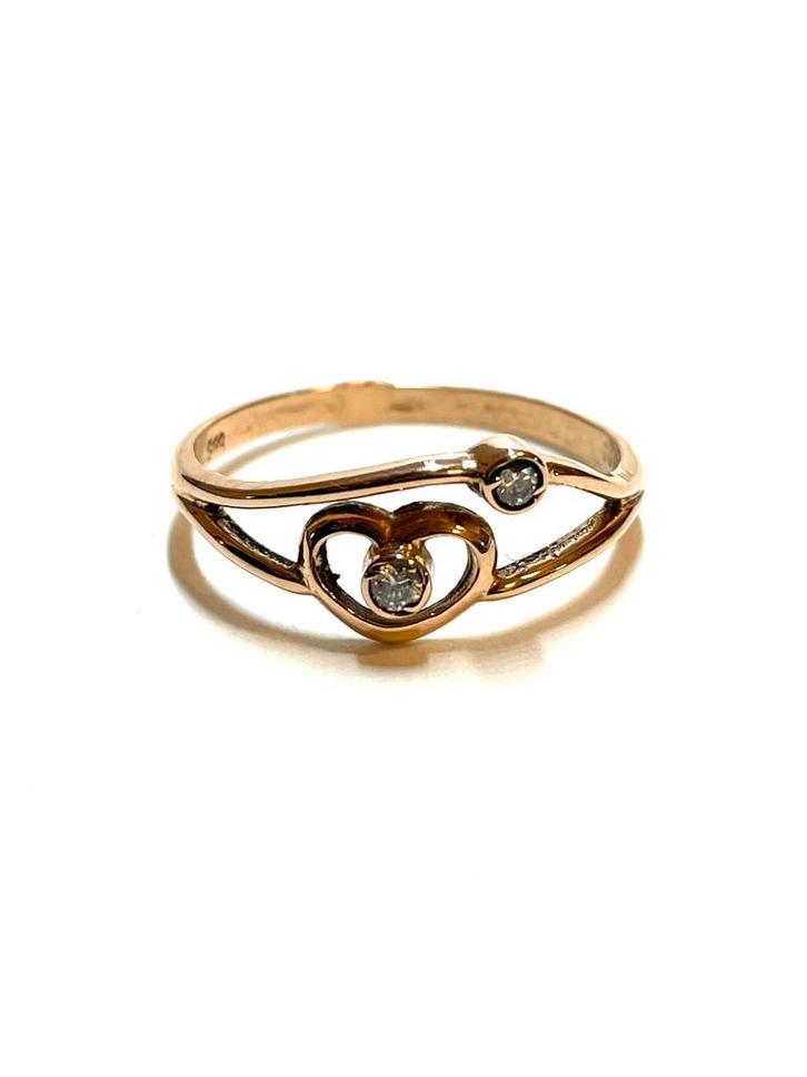 14k roségouden ring met zirkonia, Sieraden, Tassen en Uiterlijk, Ringen, Zo goed als nieuw, Dame, 18 tot 19, Goud, Goud, Met edelsteen