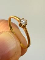 18 karaat solitaire gouden ring met een natuurlijke diamant!, Ophalen of Verzenden, Kleiner dan 17, Met edelsteen, Dame