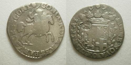 Utrecht Rijderschelling zilver 1679 met klop, Postzegels en Munten, Munten | Nederland, Losse munt, 25 cent, Vóór koninkrijk, Zilver