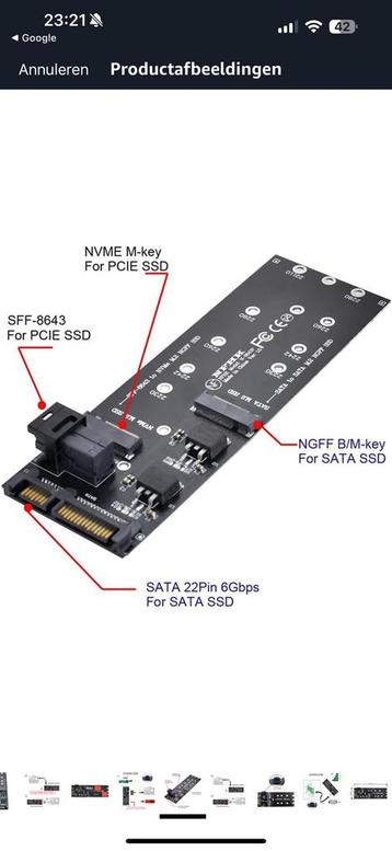 NFHK SFF-8643 adapterkaart voor M.2 NGFF SSD's beschikbaar voor biedingen