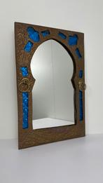 Marokkaanse messing spiegel hand van Fatima blauw glas Hamsa, Huis en Inrichting, Woonaccessoires | Spiegels, Minder dan 100 cm