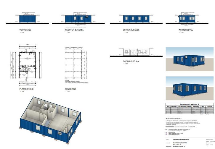 ** Woonunits TE HUUR - 60m2** AANBIEDING €135,-, Zakelijke goederen, Machines en Bouw | Keten en Containers, Ophalen