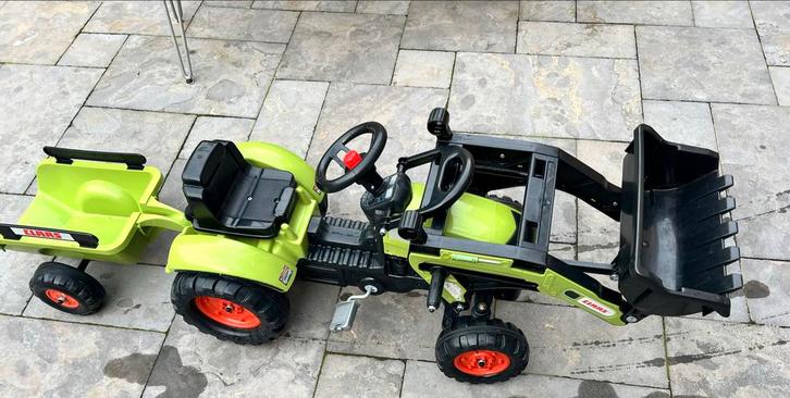 Falk Trapauto Claas met aanhanger en heftruck, Kinderen en Baby's, Speelgoed | Buiten | Voertuigen en Loopfietsen, Zo goed als nieuw