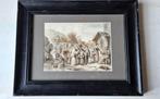 Oude Italiaanse tekening  18e eeuw of ouder, in houten lijst, Antiek en Kunst, Verzenden
