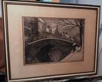 Ets Brugge Pont du Cheval met sneeuw A. Moes, Antiek en Kunst, Ophalen of Verzenden