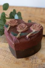 Brocante decoratieve opbergdoos – handbeschilderd, Antiek en Kunst, Curiosa en Brocante, Ophalen of Verzenden