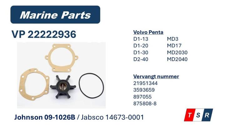 Impeller 22222936 voor Volvo Penta, Watersport en Boten, Accessoires en Onderhoud, Nieuw, Motor en Techniek, Ophalen of Verzenden