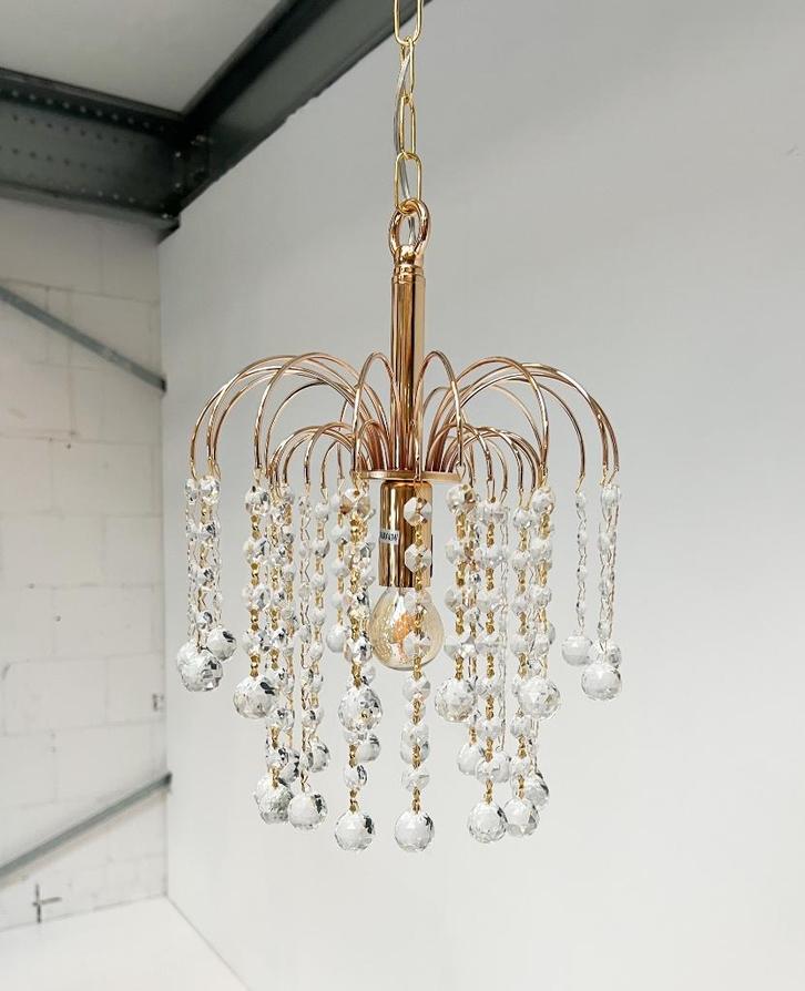 Italiaanse kristallen kroonluchter van Swarovski, na 2000, Huis en Inrichting, Lampen | Plafondlampen, Zo goed als nieuw, Glas