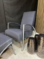 Harvink Club Fauteuil met Hocker, Ophalen, Zo goed als nieuw, Metaal, 75 tot 100 cm