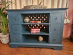 Blauw teakhouten ladekast tv kast lage kast, Ophalen, 100 tot 150 cm, 5 laden of meer, Teakhout