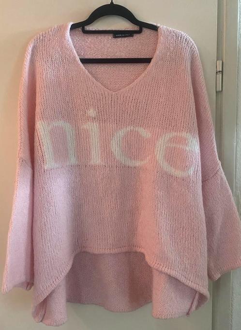 Oversized trui met NICE opdruk, Kleding | Dames, Truien en Vesten, Zo goed als nieuw, Maat 42/44 (L), Roze, Ophalen of Verzenden