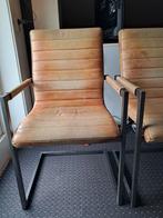 Cognac kleurige metalen stoelen - 4 stuks, Ophalen, Gebruikt, Bruin