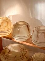 Vintage lampenkappen marmer Geel Beige, Gebruikt, Crème, Rond, Ophalen of Verzenden