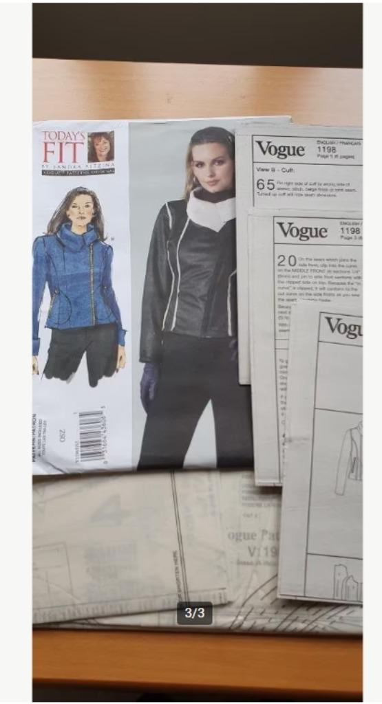 Vogue patroon V 1198 - Sandra Betzina Today`s Fit, Hobby en Vrije tijd, Kledingpatronen, Nieuw, Vrouw, Overige merken, Ophalen of Verzenden