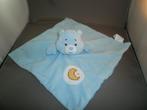 action care beer knuffel doek blauw velours met maan of geel, Kinderen en Baby's, Ophalen of Verzenden, Nieuw, Beer
