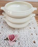 3 Aparte zware vintage creme porseleinen kommen, Mosa, Ophalen of Verzenden