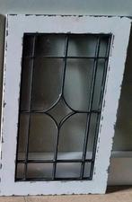 1 brocante, houten raam met glas in lood motief -, Ophalen, Zo goed als nieuw