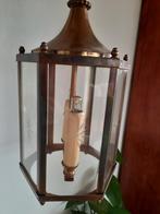 Franse brocante lamp veranda  glas koper messing lantaarn, Antiek en Kunst, Curiosa en Brocante, Ophalen of Verzenden