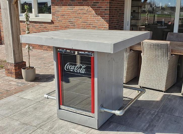 XL Statafel steigerhout met Koelkast en LED verlichting, Tuin en Terras, Buitenkeukens, Zo goed als nieuw, Elektrisch, Vrijstaand