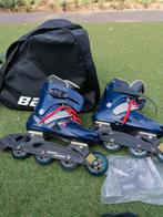 Tecnica blauwe skeelers met beschermmateriaal en opbergtas, Gebruikt, Inline skates 4 wielen, Ophalen, Overige merken