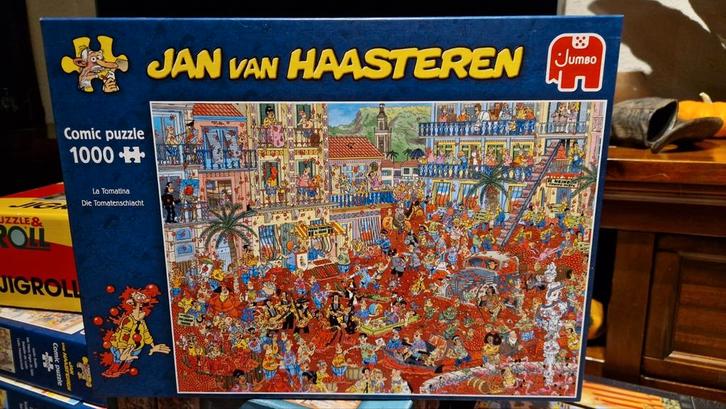 Jan van Haasteren 1000 la tomatina, Hobby en Vrije tijd, Denksport en Puzzels, Zo goed als nieuw, 500 t/m 1500 stukjes, Ophalen