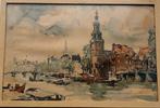 Jan Korthals... Oude Schans/ Montelsbaantoren.. Amsterdam..., Antiek en Kunst, Kunst | Tekeningen en Foto's, Ophalen of Verzenden