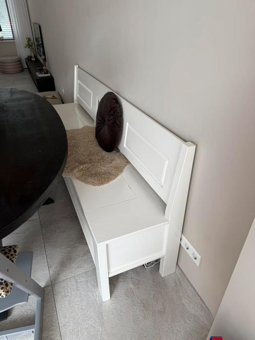 Eetkamerbank wit klepbank eetbank prima staat landelijk, Huis en Inrichting, Stoelen, Gebruikt, Drie, Wit, Ophalen