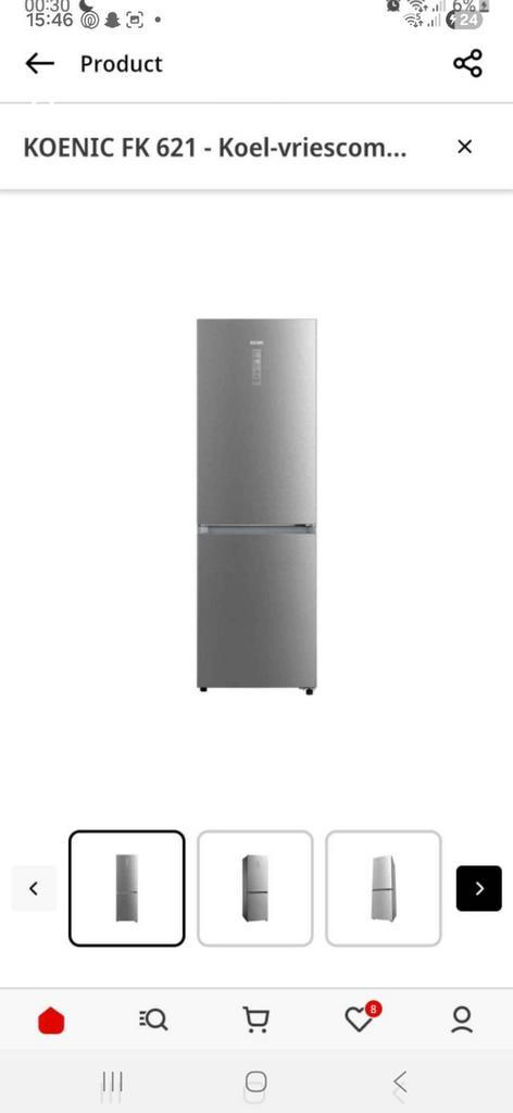 Koenic KFK 621 NF IG Koelkast - Nieuwstaat, Witgoed en Apparatuur, Koelkasten en IJskasten, Zo goed als nieuw, Met vriesvak, 200 liter of meer