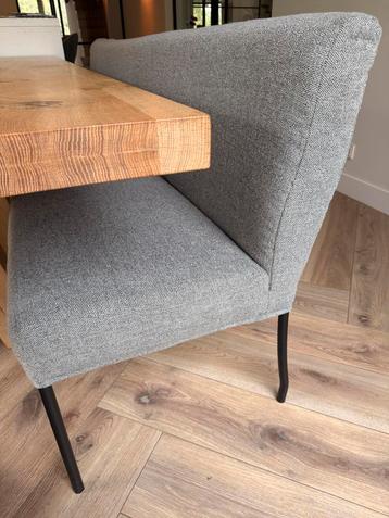 Grijze Eetbank met Zwarte Poten - 2.15m Breed beschikbaar voor biedingen