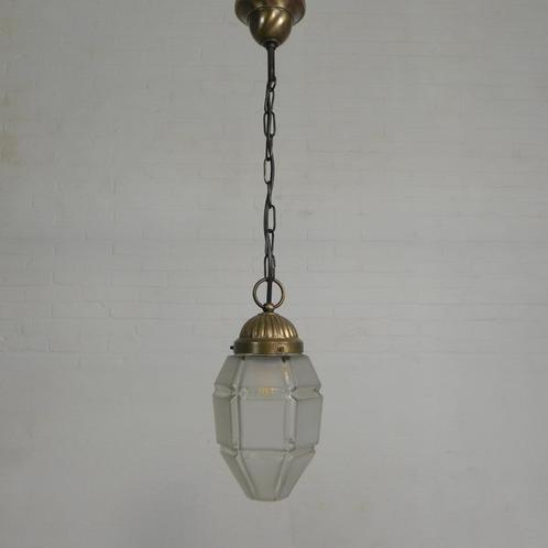 Art Deco hanglamp met 6 hoekige kap aan ketting, jaren 30, Antiek en Kunst, Antiek | Lampen, Ophalen of Verzenden