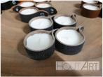 Set leren kaarsenhouders met kaars zwart gevlamd, Overige materialen, Crème, Info@hout-art.nl, Nieuw