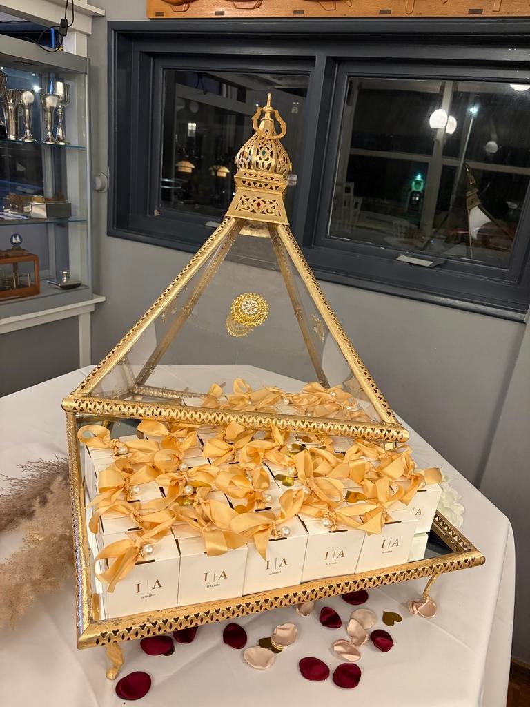 Gouden decoratieve doos, 50 tot 100 cm, Ophalen of Verzenden, Minder dan 50 cm, Glas