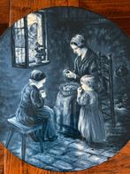 Delfts Blauw Wandbord - Moeder en Kinderen, Antiek en Kunst, Antiek | Wandborden en Tegels, Ophalen