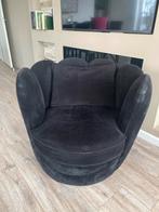 Schelpen Fauteuil velvet zwart, Ophalen, Gebruikt, Stof, 75 tot 100 cm