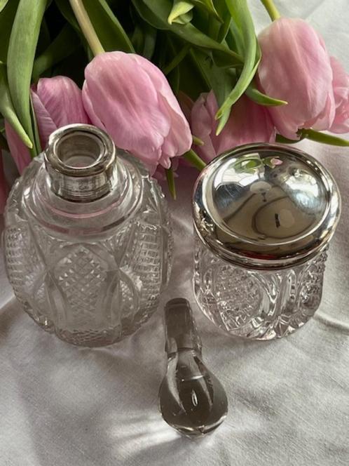 TOILETTAFELPOT/WATTENPOT, GROTE PARFUMFLES, Antiek en Kunst, Antiek | Goud en Zilver, Zilver, Verzenden