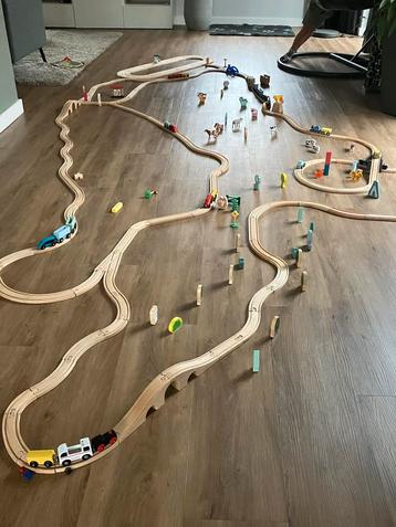 Houten Treinbaan Set - Veel Onderdelen! beschikbaar voor biedingen