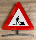 Verkeersbord werk in uitvoering oud type op standaard 60x65, Ophalen, Reclamebord
