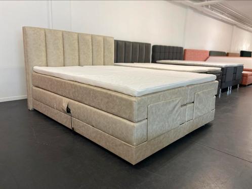 Elektrisch verstelbare boxspring 160x200 Taupe beige leer, Huis en Inrichting, Slaapkamer | Boxsprings, Nieuw, 160 cm, 200 cm
