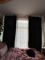 Groene suede gordijnen en beige linnen tussengordijn, Huis en Inrichting, Stoffering | Gordijnen en Lamellen, Groen, 200 cm of meer