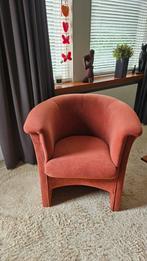 Fauteuil - Bordeauxrode suedine, Ophalen, Minder dan 75 cm, Vintage, Zo goed als nieuw