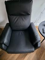 Zwarte lederen relaxfauteuil, Huis en Inrichting, Fauteuils, Gebruikt, Ophalen of Verzenden, 75 tot 100 cm, Modern