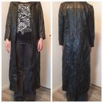 Zwarte lange leren jas - goth/alternatief/metal, Ophalen of Verzenden, Gedragen