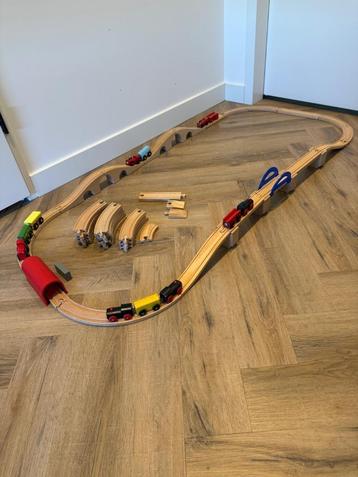 Heel goed 55x Ikea Hema houten trein set brug tunnel spoor beschikbaar voor biedingen