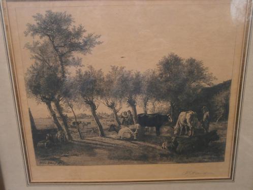 Paulus Potter, /Arendsen, Grav/ Landsc met schapen/koeien, Antiek en Kunst, Kunst | Etsen en Gravures, Ophalen of Verzenden